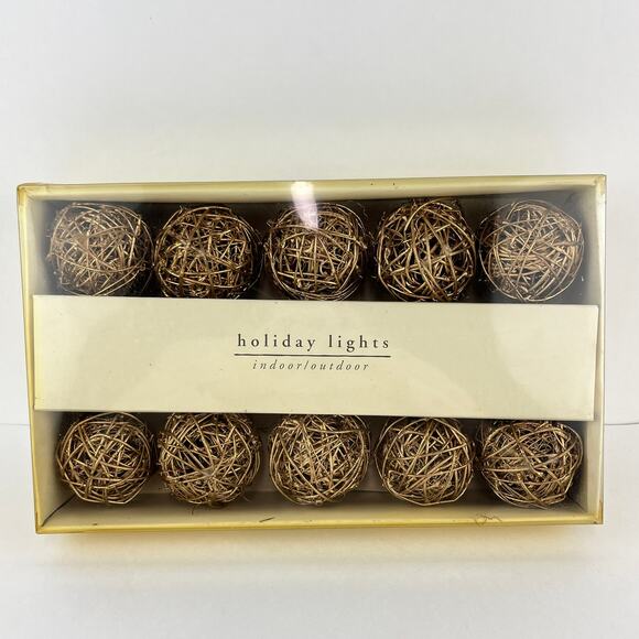 Pier One Imports Gold Vine Ball String Lights Strand of 10 - Picture 1 of 3